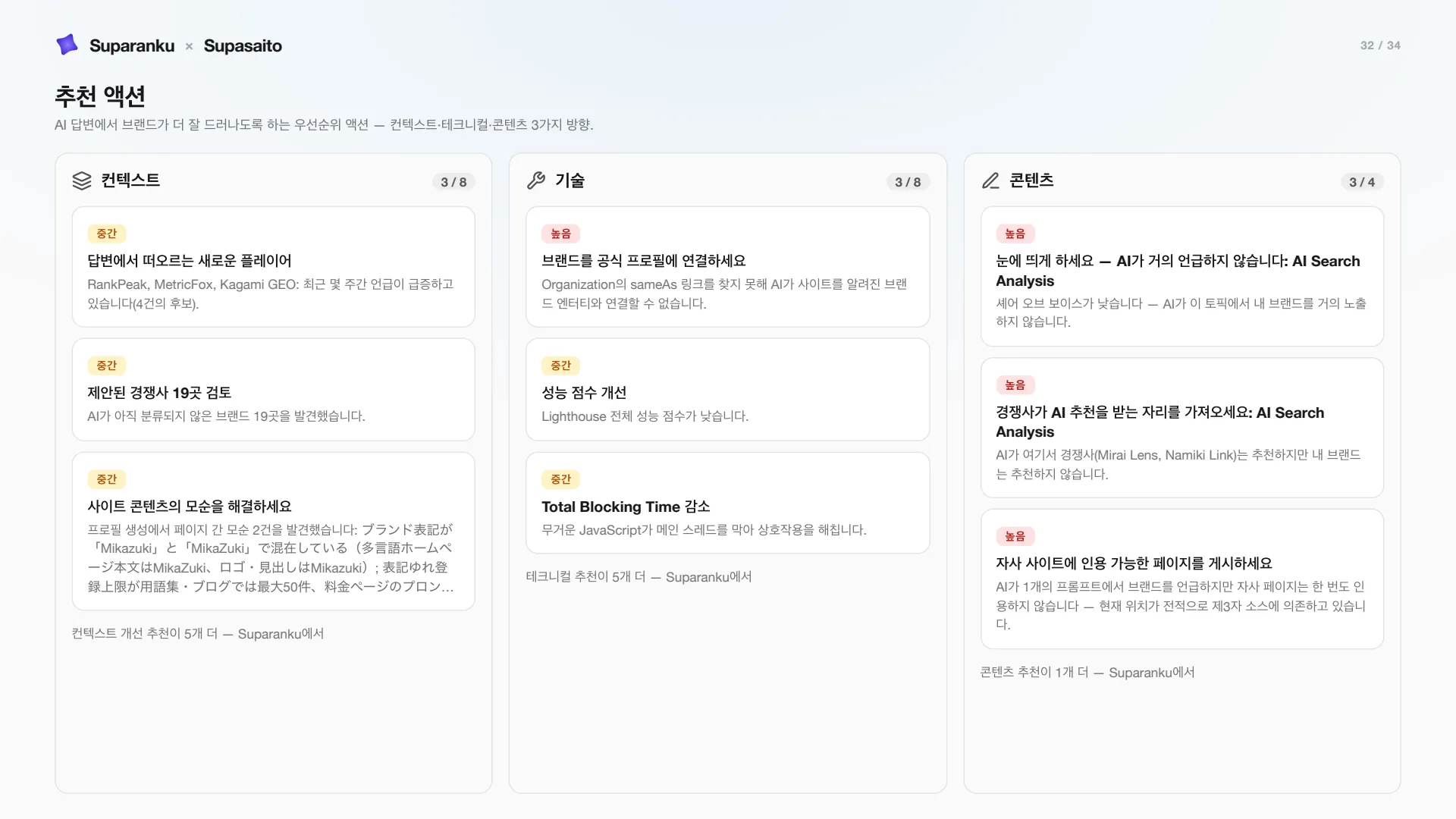 슬라이드 32 — 추천 액션