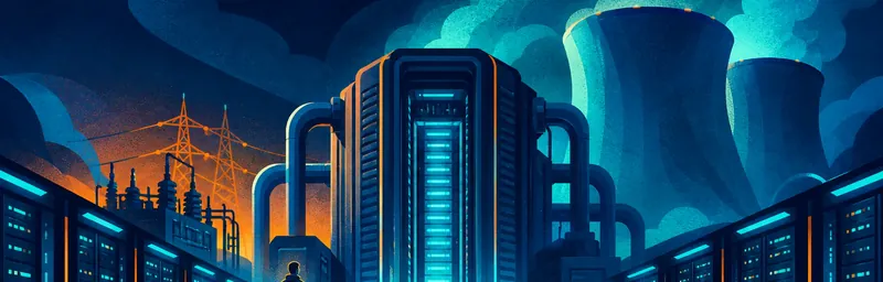 Compute infrastructure devours capital — event-card art from AGI Tycoon